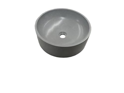 DINGXINTAI 16"Modern Round Terrazzo Concrete Handmade Vessel Sink,Bathroom Artificial Stone Countertop Wash Basins,Bathroom Sinks Above Counter,powder room Sink Art Basin