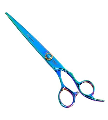 Stjuo 7.5'' Dog Straight Scissors for Grooming 440C Stainless Steel Green Professional Pet Trimming Scissors Sharp Blades Cutting for Dogs and Cats Shears