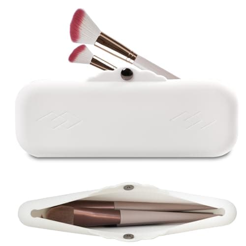 samilalago Silicone Makeup Brush Holder Bags: Cosmetic Case with Magnetic-Metal-Buttons for Travel, Makeup Pouch Case for Makeup Tools Storage
