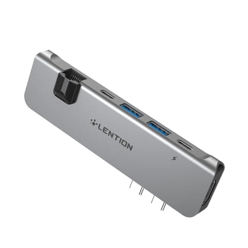 LENTION USB C Hub for MacBook pro M4 M3 M2 M1 2025-2016, Thunderbolt3, 3 USB A 3.0, HDMI 4K@30Hz, Gigabit Ethernet, MacBook Docking Station Compatible with MacBook air m4 2025-2018 (CS65, Light Gray)