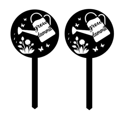 JMsuertes 2pcs Grow Dammit Funny Garden Vegetable Signs, Unique Gardening Decor Outdoor, Flower Vegetable Garden Plant Accessories, Fun Gardening Gifts for Women Men Mom Gardeners Who Love Plants