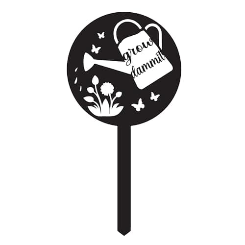 JMsuertes Grow Dammit Funny Garden Signs, Unique Outside Gardening Decor Outdoor, Flower Vegetable Garden Plant Accessories, Fun Gardening Gifts for Women Men Mom Gardeners Who Love Plants