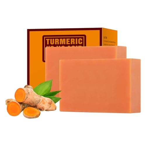 YAFUSIPE Turmeric Kojic Acid Soap Bar, Kojic Acid Soap for Face Body Hands, Deep Cleansing Natural Curcuma Bath Soaps Bar, Facial Cleanser Body Wash for Acne Blemish 2 Bars- 7OZ