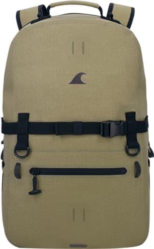 Breakwater Supply™ Fogland CORDURA Waterproof IP68 Submersible Backpack | Laptop Sleeve & Airtight Zippers for Outdoors, Travel, Hiking, Fishing, Floating Dry Bag, Unisex, TPU (Safari Tan, 25L)