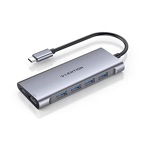 LENTION USB C Hub with 4K HDMI Output(4K@60Hz), 4 USB 3.0, Type C Charging Dongle Compatible 2025-2016 MacBook Pro, New Mac Air, Steamdeck, Type C Devices, Stable Driver Adapter (CB-C35sH, Space Gray)