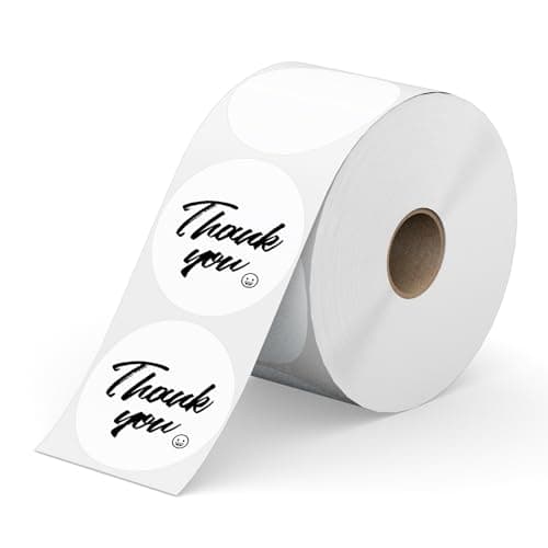 750 Labels 2 Inch White Circle Direct Thermal Sticker Labels, Tacnology Self-Adhesive Perforated White Round Color Coding Roll Compatibel with Zebra,Rollo, MUNBYN, 1 Roll