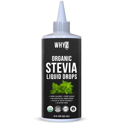 Organic Stevia Liquid Drops Pure Liquid Stevia Extract, Zero Calorie Sweetener for Coffee, Tea & Baking Keto Friendly Sweetener Drops, 8 fl oz, 1,823 Servings