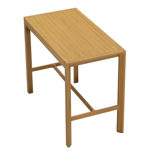PURPLE LEAF Outdoor Bar Height Table Patio Aluminum Dining High Top Metal Table for Coffee Balcony Garden Indoor Kitchen Outside Teak