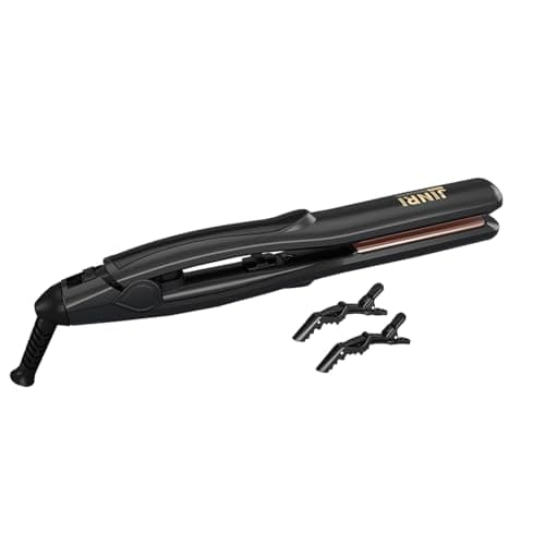 JINRI Hair Straightener with Titanium Plates 0.8 Inch Mini Flat Iron, Perfect Travel Size Hair Straightener Dual Voltage (100-240V), Black