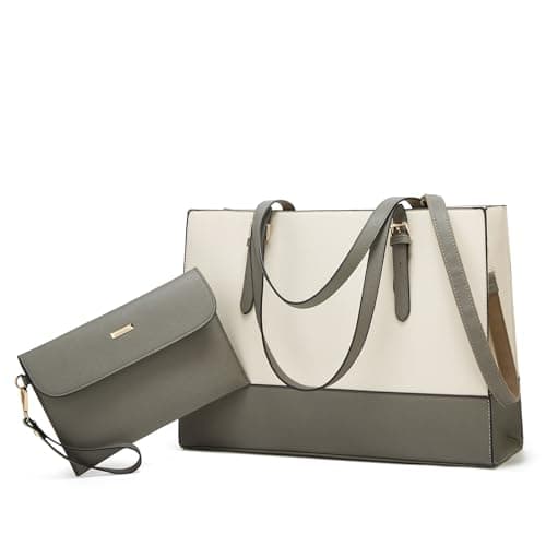 Laptop Bag for Women 15.6 inch Laptop Tote Bag Leather Classy Computer Briefcase for Work Waterproof Handbag 2pcs Set