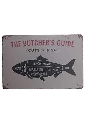 AIQIBAO Metal Vintage Tin Sign Decor The Butcher's Guide for Restaurant Bar Pub Shop Funny Retro Wall Art Sign 12" X 8"
