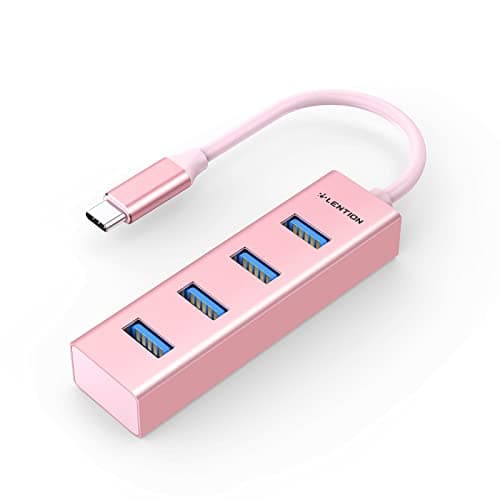 LENTION 4-in-1 USB C Hub, 4 USB 3.0 Ports, USB C to USB A Multiport Adapter for 2023-2016 MacBook Pro, Mac Air & Surface, iPad Pro, Chromebook, More, Stable Driver Certified (CB-C22s, Rose Gold)