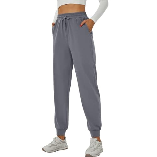YOYOYOGA Sweatpants for Women Stretchy Joggers with Pockets Elastic Waist Jogging Pants Adjustable Drawstring Sports Athletic Pants (Grey) XL