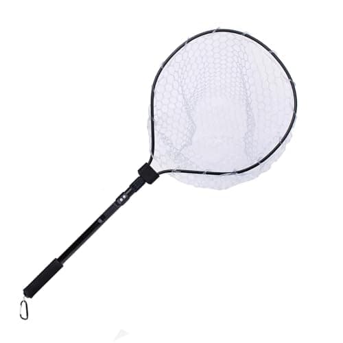 Ussuris Foldable Fly Fishing Landing Net Soft Rubber Mesh Trout Net Catch and Release Net