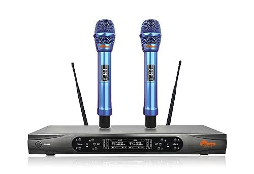 IDOLmain UHF-X1Blue Limited Edition Iridescent Blue Professional Performance with Anti Feedback,Ultra Low Distortion, Digital Pilot Technology Dual Wireless Microphone System