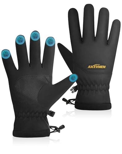 AXEVMEN Winter Waterproof Gloves (Black, Small)