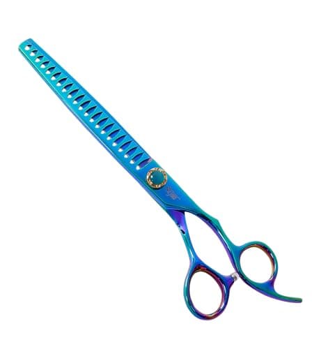 Stjuo 7.5'' Dog Chunker Scissors for Grooming 440C Stainless Steel Green Professional Pet Trimming Scissors Sharp Blades Cutting for Dogs and Cats Shears