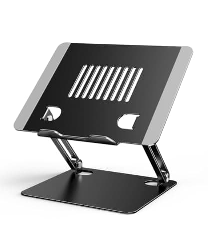 HaoCria Adjustable Laptop Stand for Desk-Portable Laptop Riser Holder - Aluminum Ergonomic Computer Notebook Stand Holder for MacBook Air Pro, Dell XPS, HP (10-15.6'') (Black)