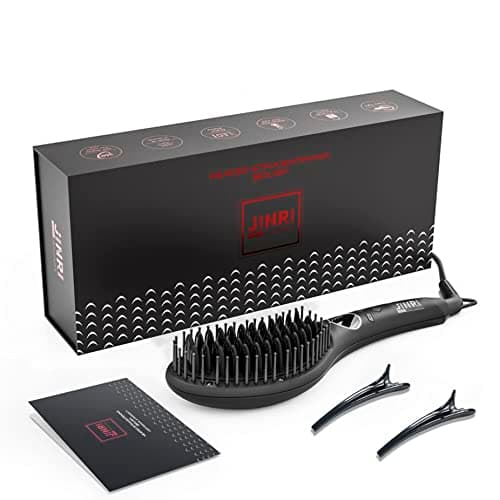 Hair Straightener Brush, Ceramic Ionic Straightening Iron Comb Anti-Scald, Best Soft Round Touch Body, Perfect for Professional Salon at Home (L)