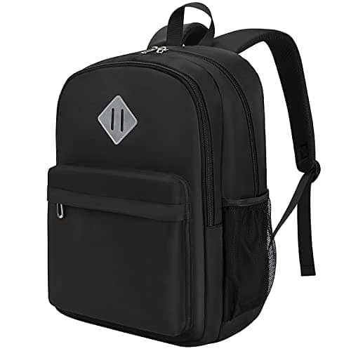 KCY Elementary School Backpack for Teen Girls Boys Age 8-12 Years Old, Lightweight Kids Backpack for Preschool and Kindergarten, Waterproof Casual Daypack Bookbag for Travel (Black)