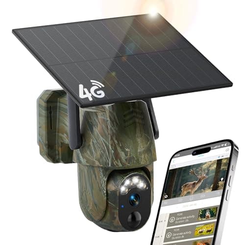 4G LTE Cellular Trail Cameras, Built-in SIM Card No WiFi Needed Trail Cam, 0.2S Speed Motion Activated Game Camera, 2K Live Streaming Playback, Solar Trail Camera 360°View IP65 Waterproof Trail Cam
