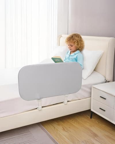 Grelife 33" Travel Bed Rail for Toddlers (Compact), Fast Install, Portable Adjustable Height, Tall Toddler Bed Rails for Crib, Single, Twin Bed, Foldable Baby Bed Rail Guard for Box, Flat Bed