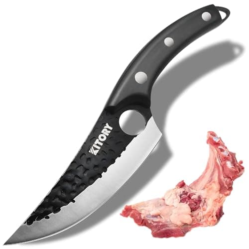 Hand-Forged Viking Boning Knife - 5.8" High Carbon Steel Butcher Knife with Ergonomic Wood Handle - Perfect for Meat Cutting, BBQ, Camping & Outdoor Cooking - Unique Gift for Chefs & Grill Masters