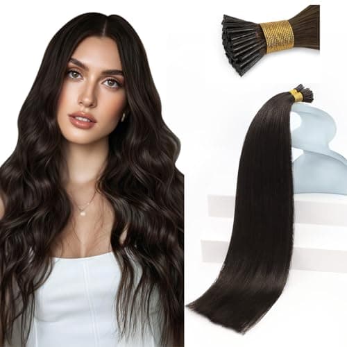 Sunny Hair Dark BrownI Tip Hair Extensions Human Hair Invisible Itip Human Hair Extensions Natural Blends Cold Fusion Extensions for Daily Use 14inch 50g