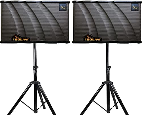 IDOLpro IPS-680 1000W Professional High Fidelity Vocal Karaoke Speakers with Stands Combo Free Cables