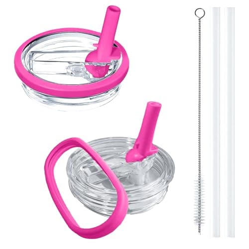 Aooiiysd 2 Pack Stanley Lids 40 oz Leakproof, Replacement Fit for Stanley Quencher H2.0, Spill-Proof Design, High-End Anti-Fall And Heat-Resistant Material (Rose Red)