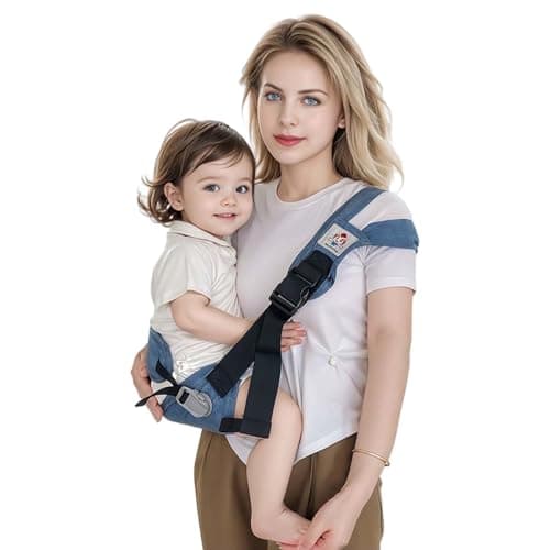JOYNCLEON Baby Sling Carrier with Hip Seat - Breathable & Adjustable, Anti-Slip Design for Infants 0-36 Months, ASTM Certified, Ergonomic Hands-Free Carrier Carrying 8-35lbs (Blue)