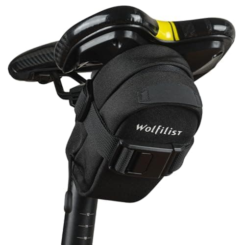 WOLFILIST Magnetic Bike Saddle Bag - Waterproof Wedge Seat Pack with Fast Magnetic Buckle for Under Seat Storage on Road & Mountain Bicycles