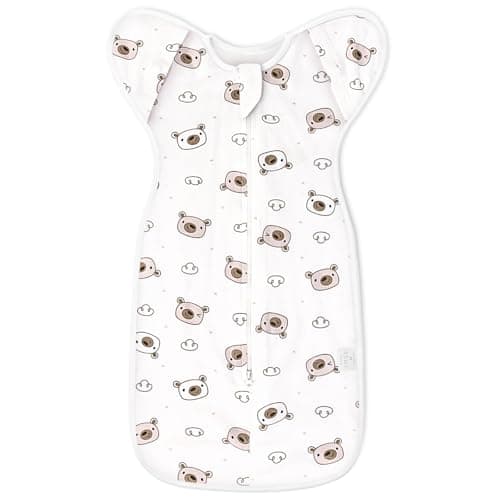ANYEDDE Baby Swaddle 3-6 Month - Arms Up Swaddles, Baby Transitional Swaddle Sleep Sack for Newborn, Cuff Removable Design, Cute Little Bear Breathable Cotton Newborn Transition Sacks