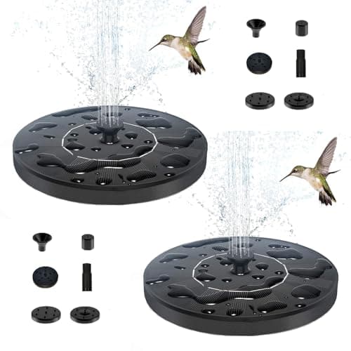 Honche 2 Pack Solar Water Fountain for Bird Bath, Upgrade 1.5W Solar Powered Bird Bath Pump with 6 Nozzles, Solar Powered Water Fountain Pump for Bird Bath, Garden, Pond, Pool, Outdoor, Black