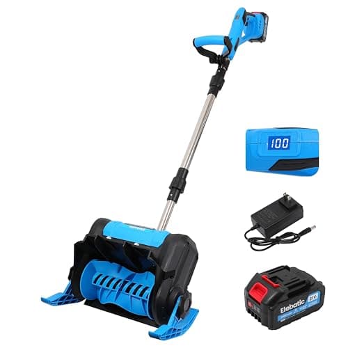 Elebatic Cordless Snow Shovel, 21V 12Inch 2Ah Brushless Electric Snow Blower with Auxiliary Handle,Snow Shovel for Driveway, Sidewalk, Battery and Charger Included