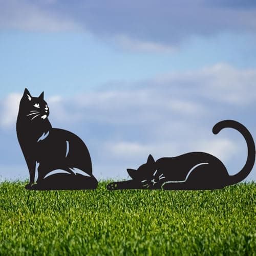 for Women Cat Metal Decorative Garden Stakes Cat Unique Gifts for Men Silhouette Statues for Yard Art, Outside, Patio, Outdoor Decor, Garden Decorations, Lawn Ornaments
