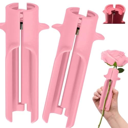 2Pcs Rose Thorn Stripper Tool, Flower Stem Cutter & Leaf Remover – Professional Gardening Tool for Florists, DIY Bouquets, Home, Wedding, Floral Arrangements (Pink)