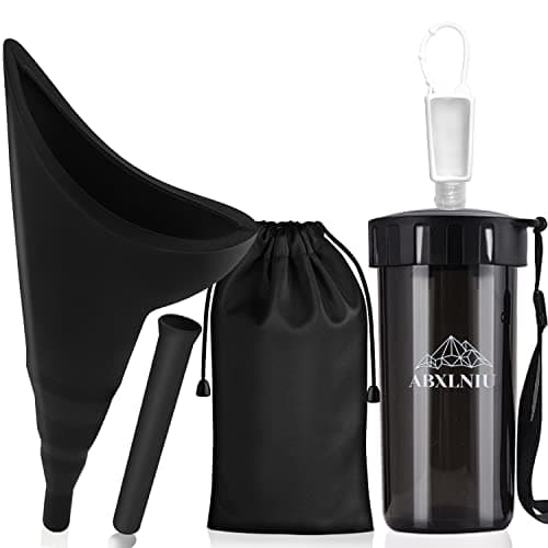 ABXLNIU Female Urination Device, Pee Funnel for Women with 14.54 oz. Water Bottle, Female Urinal Funnel Allows She Pee Standing Up, Reusable for Car, Camping, Black