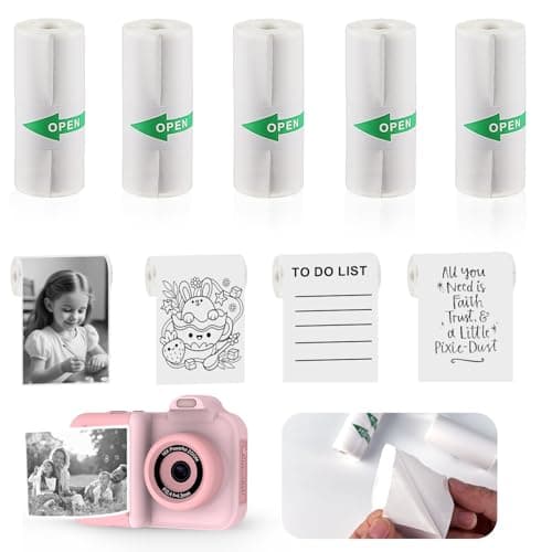 Instant Print Paper Thermal Print Paper No Ink for Kids Instant Camera, for Most Kids Camera (5 rolls-1)