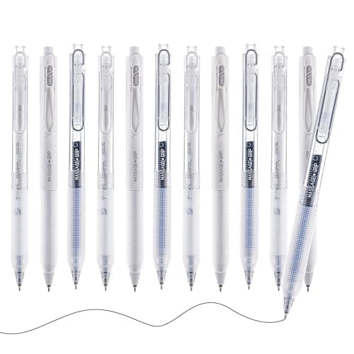 Gel Pens, 0.5mm Black Ink Pens Fine Point Smooth Writing Pens, Ball Point Pens for Journaling Note Taking, Cute Aesthetic Office School Supplies Gifts for Women (White+transparent（12 Pcs）)