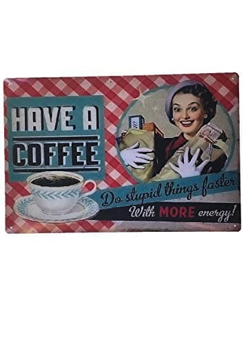 AIQIBAO Metal Tin Sign Vintage Wall Decor-Coffee for Funny Kitchen Food Bar Pub 12" X 8"