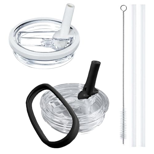 Aooiiysd 2 Pack 40oz Stanley Cup Lid, for Stanley Quencher H2.0 Cup Accessories, Spill-Proof Design, Food-Grade Heat Resistant Material (White and Black Set)