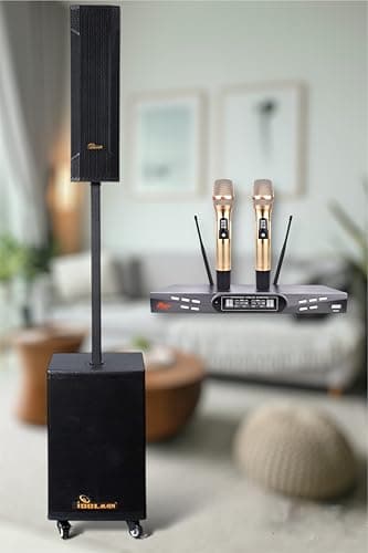 IDOLmain IPS-T3 4000W All-in-one Portable Tower Powered Speaker with Dual Wireless Microphones UHF-630 Karaoke System