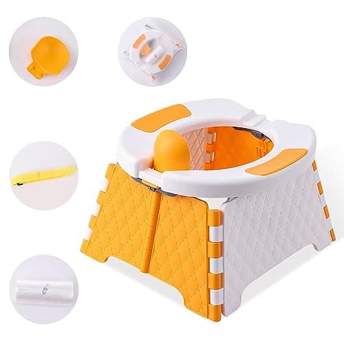 Portable Potty for Toddler Travel, Kids Travel Potty Training Chair with Travel Bag, Baby Potty Training Toilet for Outdoor and Indoor Easy to Clean(Orange) by Yszawmx, Includes 30 Replacement Bags