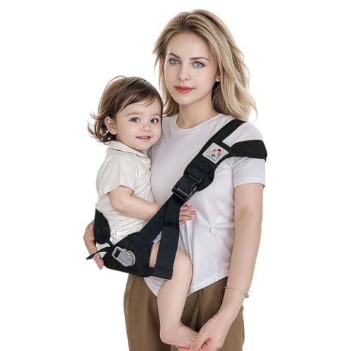 JOYNCLEON Baby Sling Carrier with Hip Seat - Breathable & Adjustable, Anti-Slip Design for Infants 0-36 Months, ASTM Certified, Ergonomic Hands-Free Carrier Carrying 8-35lbs (Black)