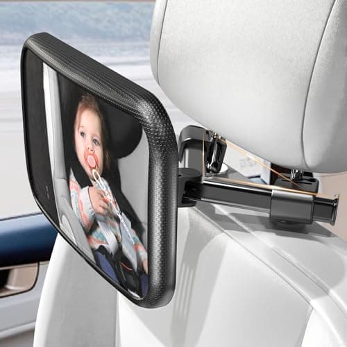 Rukie Baby Car Mirror - Quick and Easy to Install, Wide Crystal Clear View, Shatterproof, 360 Rotation, Rear Facing Hook Clip Design