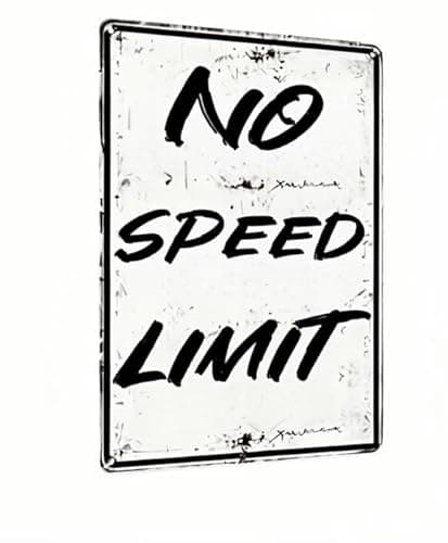 Carastora No Speed Limit Metal Sign – Rustic Tin Wall Decor for Boys’ Room, Car Enthusiasts, and Roadside Themes – 8 x 12 Inch