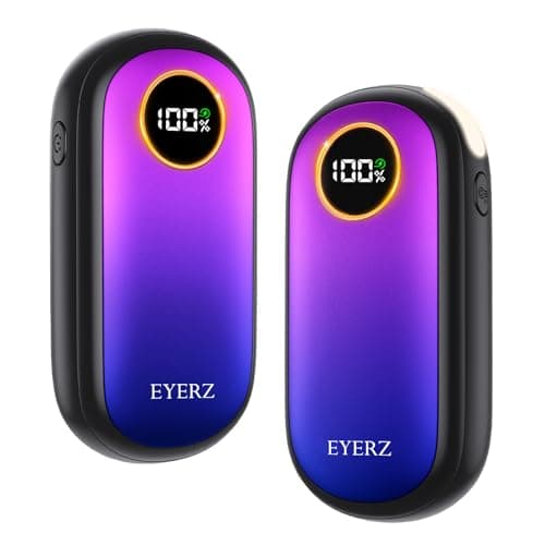 Rechargeable Hand Warmers, Dual-Sided Electric Hand Warmers with LED Display & Flashlight, 4 Levels Fast Heat, Portable Handwarmers for Christmas, Hunting Essentials, Camping, Gift for Men, Women