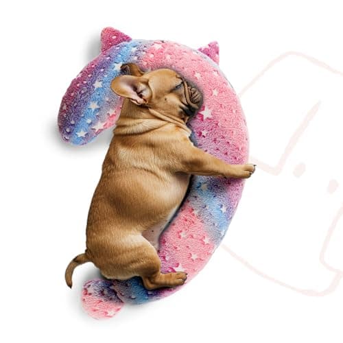 Calming Dog Pillow, Glow in The Dark, Soft Question Mark Shape for Dogs, Kids, Adults - Washable, Cozy Body Pillow Bed Gift (L Pink)