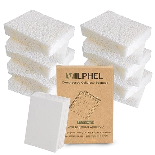 Vilphel 12 Pack Dishwashing Sponges Natural Cellulose Sponges Plant Based Resilient and Reusable Soft Dish Sponges for Washing Dishes DIY Craft Sponge for Fun